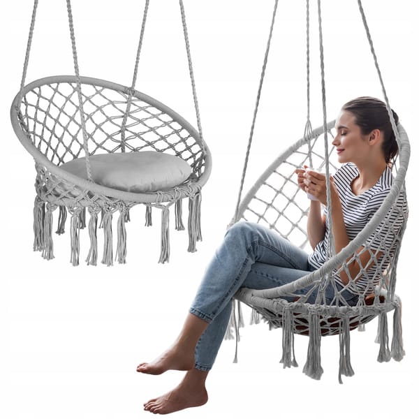 Huśtawka ogrodowa bocianie gniazdo Boho XXL Cloud Luverno - szary