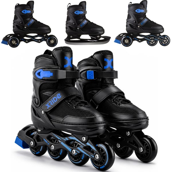 Rolki dla dzieci regulowane 4w1 Xride - czarne/niebieskie