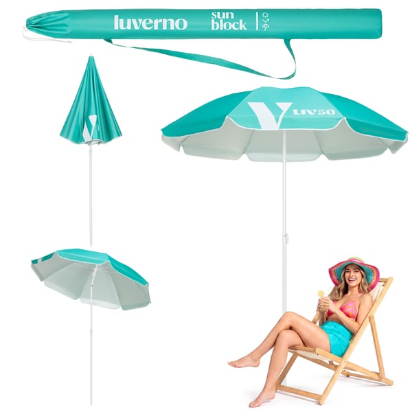 Parasol plażowy łamany Ombra 200cm Luverno - turkusowy
