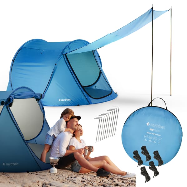 Parawan, namiot plażowy samorozkładający zamykany Canopy Outtec - Canopy niebieski