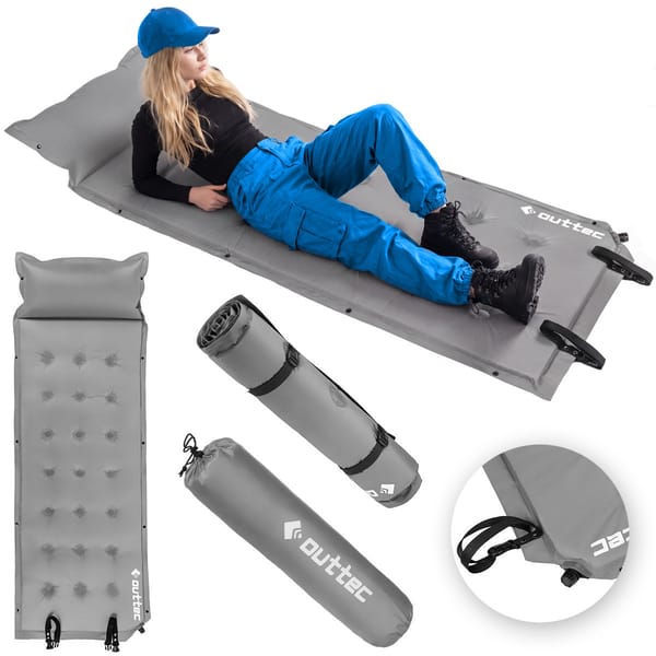 Mata samopompująca z poduszką Naps 193x68x3,5cm Outtec - grey