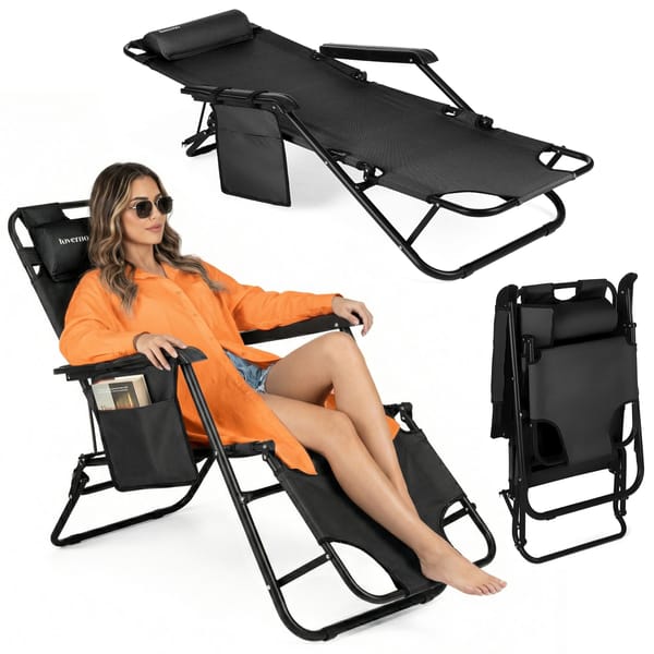 Leżak ogrodowy/plażowy składany Sun Comfort 2w1 Luverno - czarny
