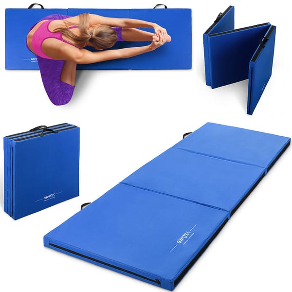 Materac gimnastyczny składany 180x60x5cm Gymtek - niebieski