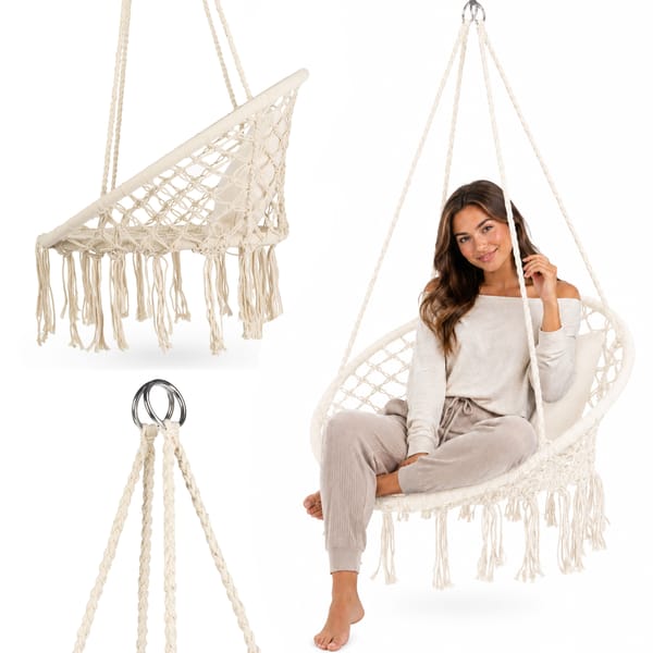 Huśtawka ogrodowa bocianie gniazdo Boho XXL Luna Outtec - beige II