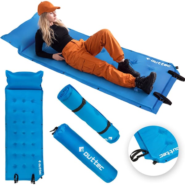 Mata samopompująca z poduszką Naps 193x68x3,5cm Outtec - blue
