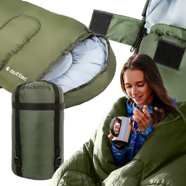 Śpiwór Hooded z kapturem ThermoCore 250, całoroczny Outtec - hooded zielony