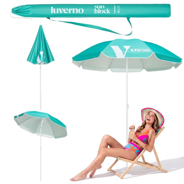 Parasol plażowy łamany Ombra 160cm Luverno - turkusowy