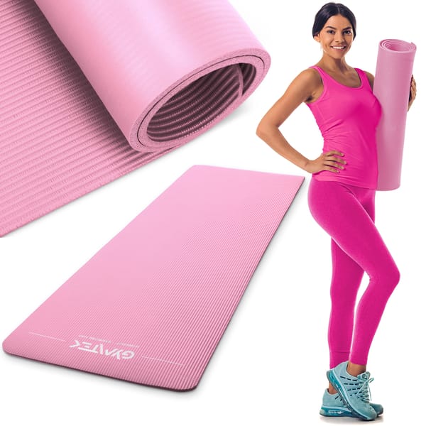 Mata do ćwiczeń, jogi NBR 1cm Gymtek - różowa