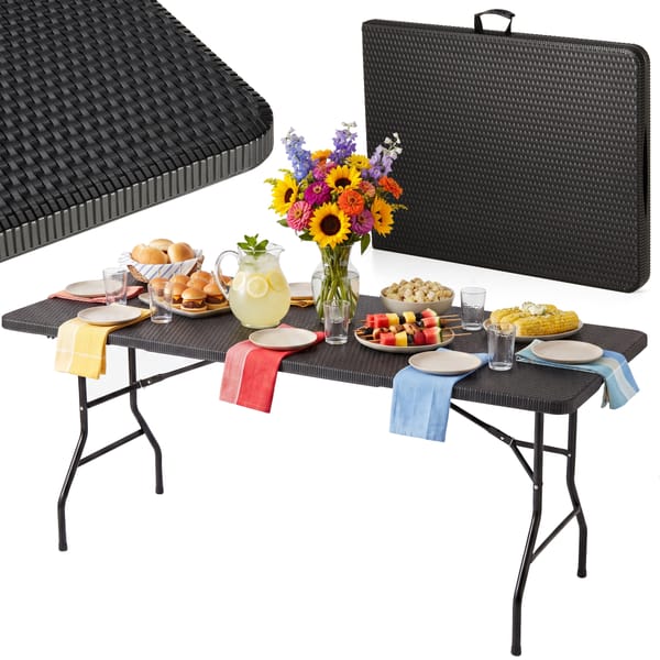 Stół cateringowy, bankietowy rozkładany 180cm Luverno - rattan