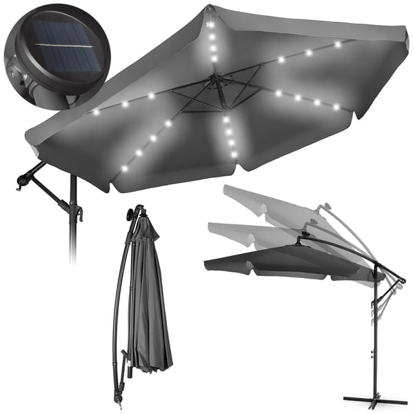 Parasol ogrodowy Classic LED 350cm Luverno - szary LED