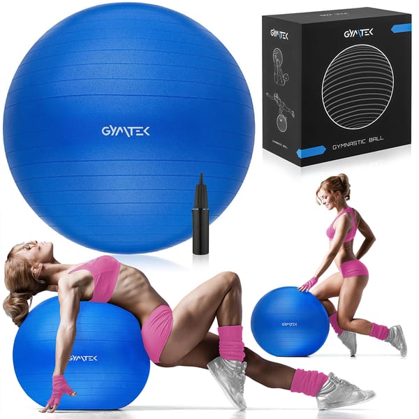 Piłka gimnastyczna 65cm + pompka Gymtek - niebieska