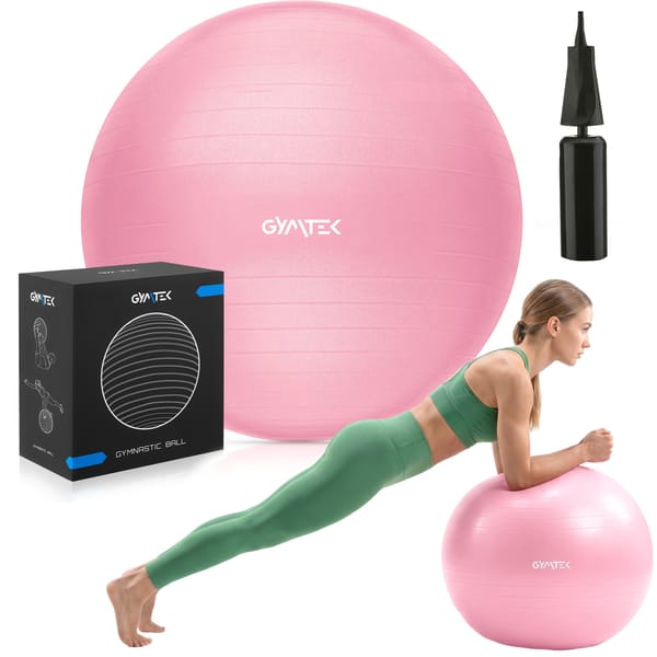 Piłka gimnastyczna 65cm + pompka Gymtek - jasno - różowa