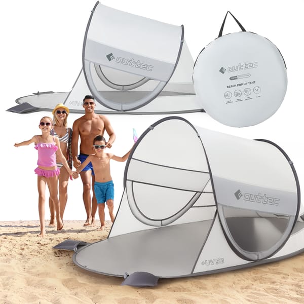 Namiot plażowy samorozkładający, parawan EasyShade UV50 Outtec - szary