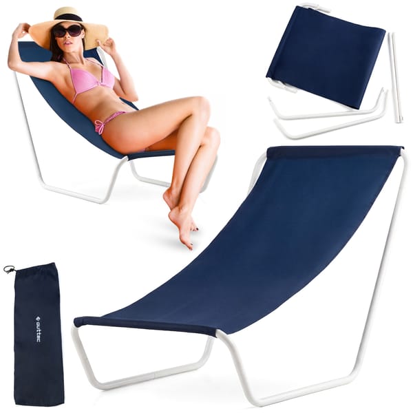 Leżak plażowy, ogrodowy Relaxo Outtec - granatowy
