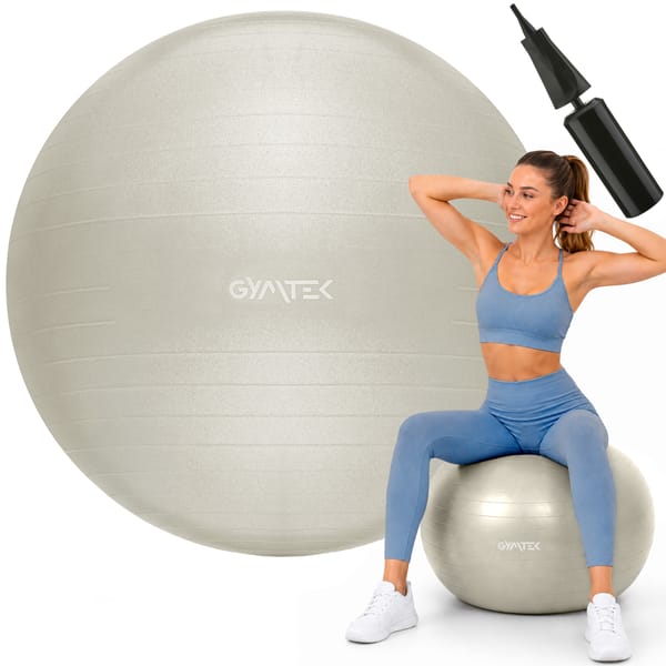 Piłka gimnastyczna 65cm + pompka Gymtek - warm grey