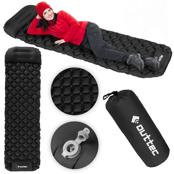 Materac trekkingowy dmuchany 238x70x5cm Outtec - czarny