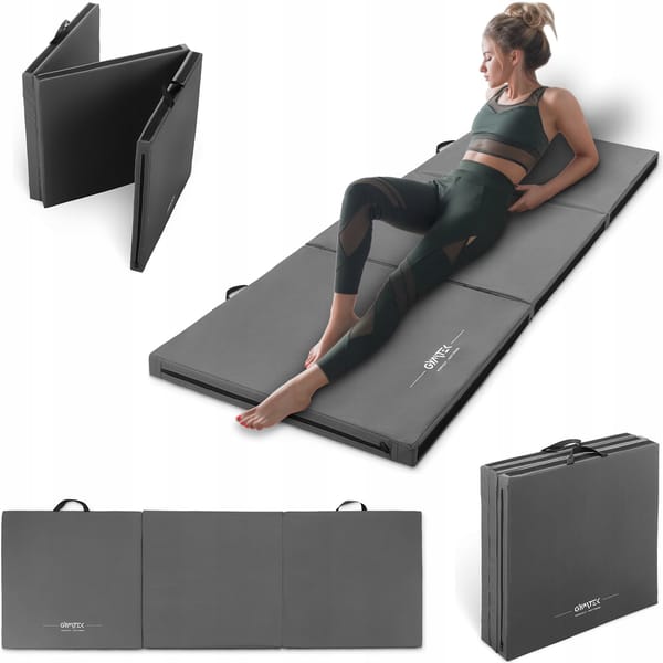 Materac gimnastyczny składany 180x60x5cm Gymtek - szary