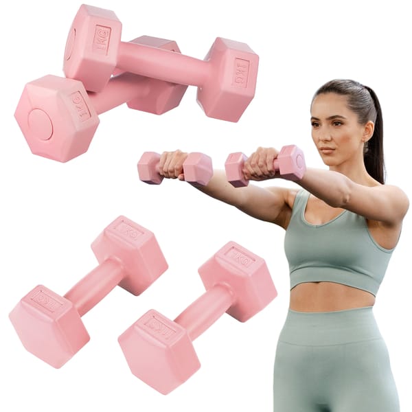 Zestaw hantli kompozytowych 2x1kg Gymtek - 2x1kg jasny róż
