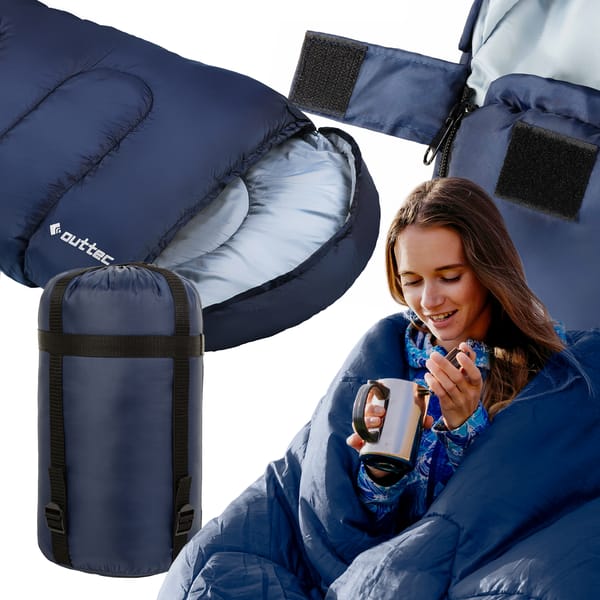 Śpiwór Hooded z kapturem ThermoCore 250, całoroczny Outtec - hooded niebieski