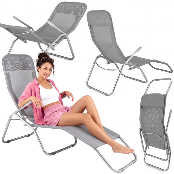 Leżak ogrodowy/plażowy grawitacyjny Aero Outtec - szary