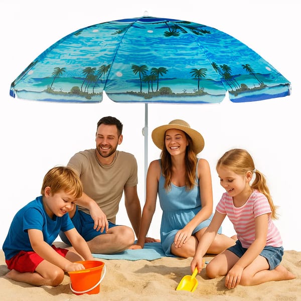 Parasol ogrodowy, plażowy, łamany Outtec WYPRZEDAŻ - niebieski