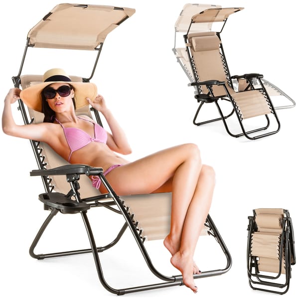 Leżak ogrodowy/plażowy składany Zero Gravity Sun Outtec - beżowy