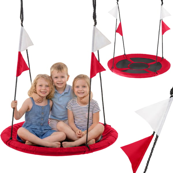 Huśtawka bocianie gniazdo z flagami XXL Luverno - red