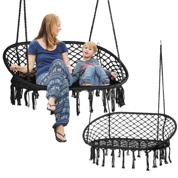 Huśtawka ogrodowa, fotel wiszący dwuosobowy Boho Outtec - czarna