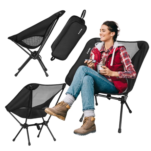 Ultralekkie krzesło turystyczne składane Moon Chair Light + pokrowiec Outtec - black