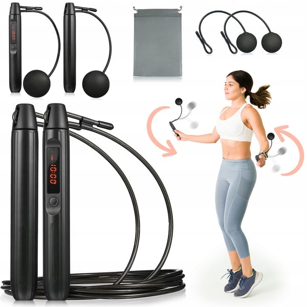 Bezprzewodowa inteligentna skakanka z licznikiem i bluetooth Smart Gymtek - czarna