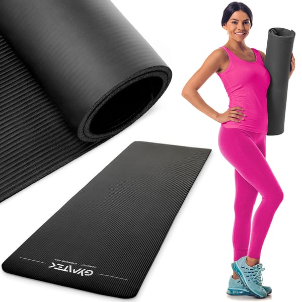 Mata do ćwiczeń, jogi NBR 1cm Gymtek - czarna