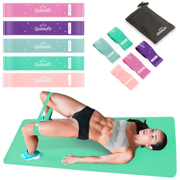 Zestaw gum oporowych do ćwiczeń 0,5-30kg 5szt Queenfit - V poziomów oporu wzór II