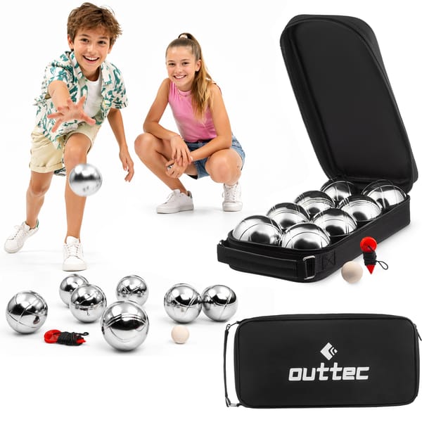 Zestaw do gry w bule, petanque + etui Outtec - srebrne