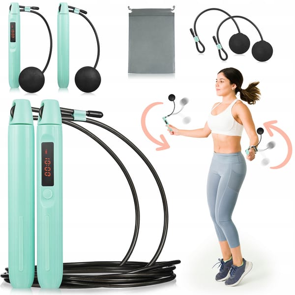 Bezprzewodowa inteligentna skakanka z licznikiem i bluetooth Smart Gymtek - czarna