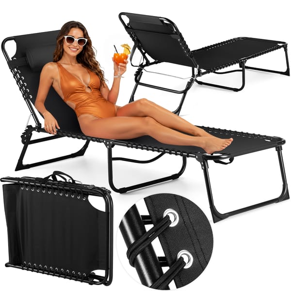 Łóżko plażowe, leżak Outtec - czarny