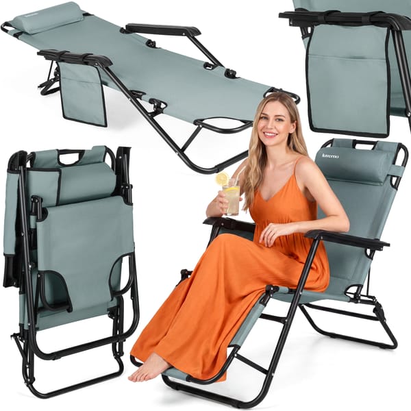 Leżak ogrodowy/plażowy składany Sun Comfort 2w1 Luverno WYPRZEDAŻ - graphite