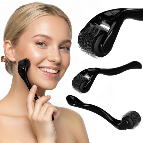 Derma roller do masażu twarzy, mezoterapia Gymtek - czarny
