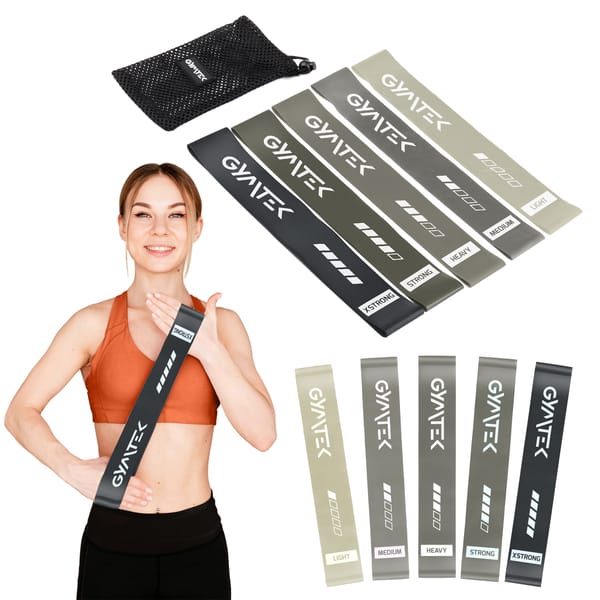 Zestaw gum oporowych do ćwiczeń 0,5-30 kg 5szt Gymtek - szare